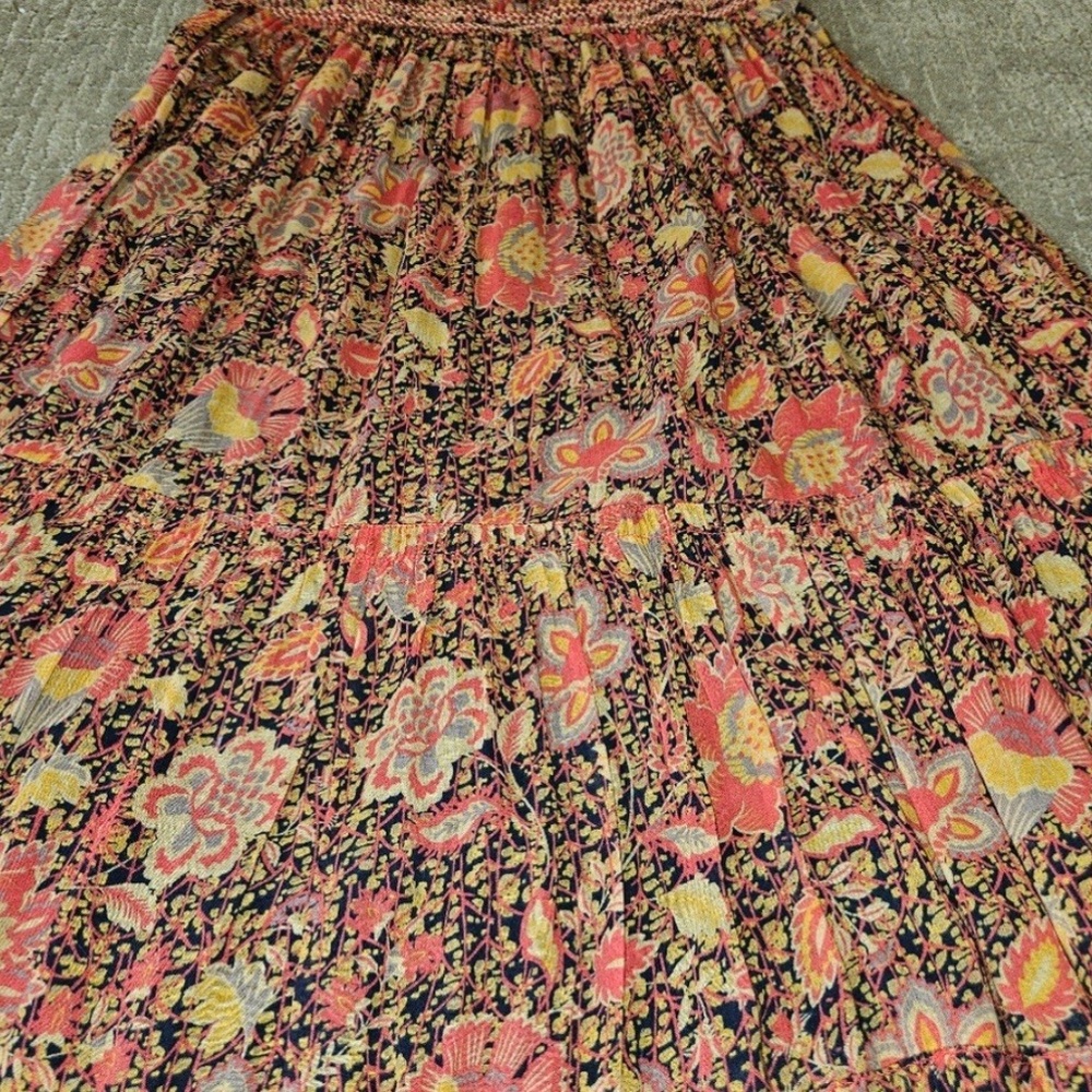 New FREE PEOPLE floral Getaway tiered maxi dress SZ SMALL - Picture 5 of 10
